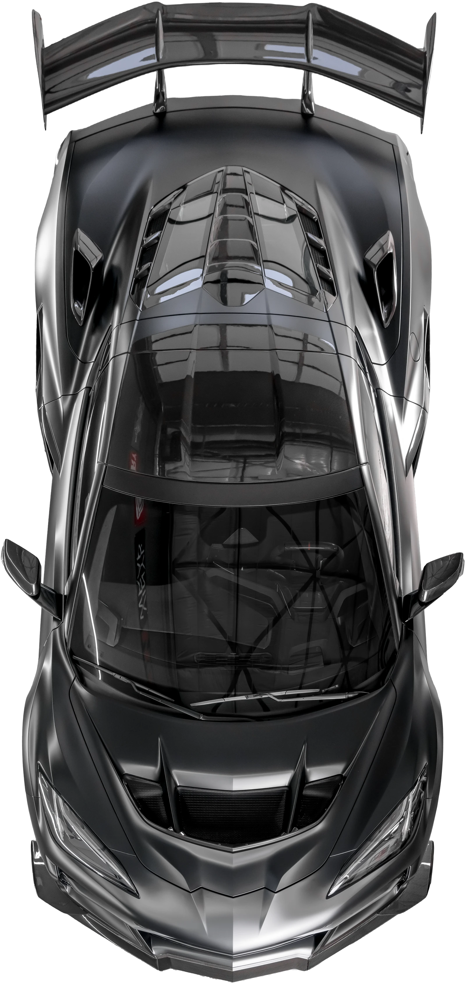 Top-down view of a wrapped Corvette