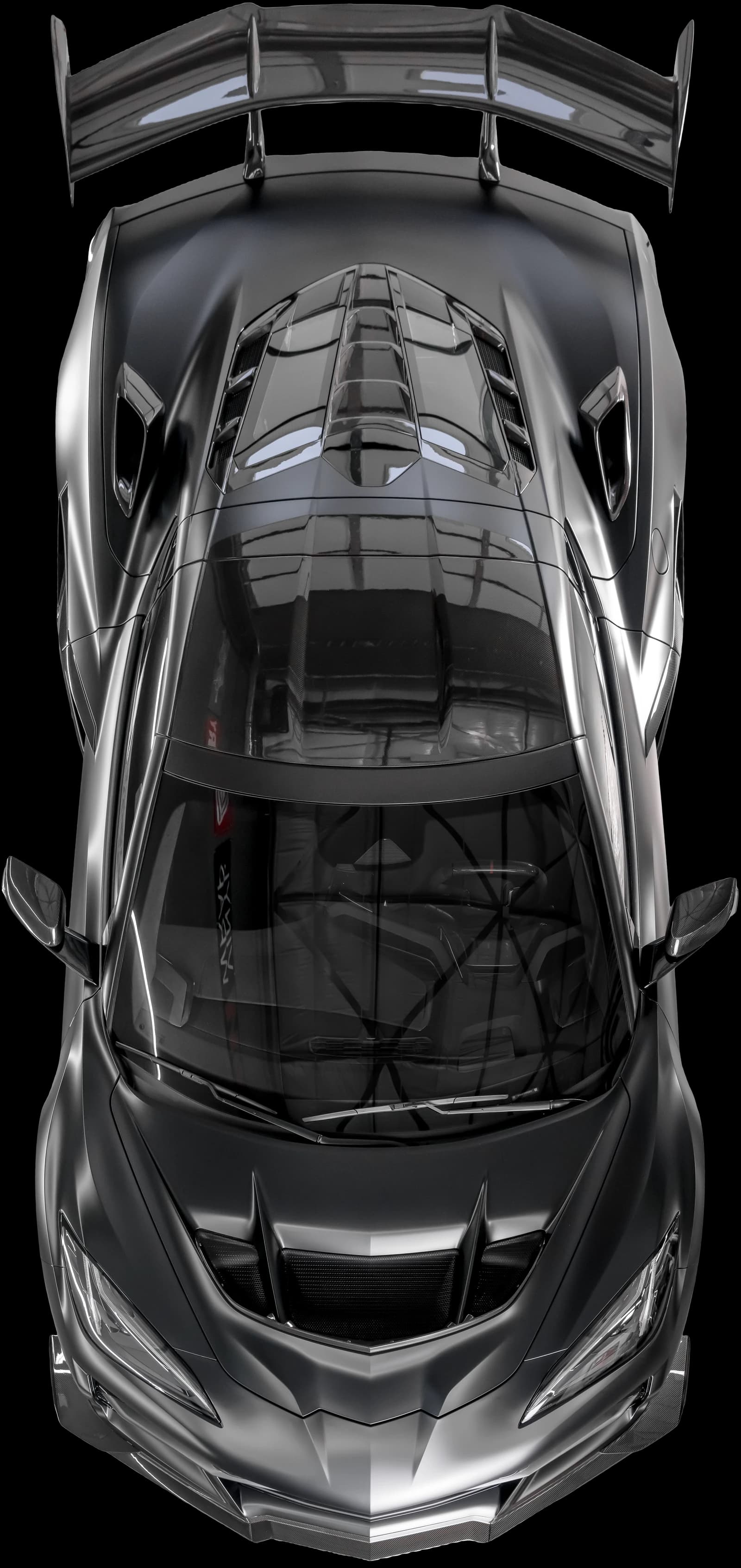 Top-down view of a wrapped Corvette